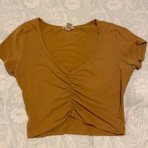 Tilly’s Mustard Yellow Low Cut Ruffled Crop Top